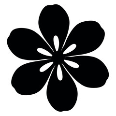 Simple black and white six petal flower graphic element design drawing