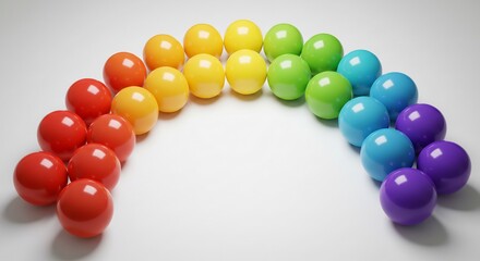 Obraz premium 虹色ボール カラフルに輝く 球体 並ぶ 光沢感. AI Generated