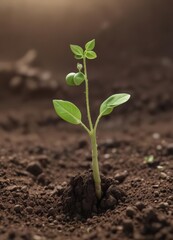 Close-up of a sprouting pea emerging from soil,  growth,  eco,  plantlife