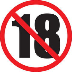 vector illustration No under 18 restriction sign