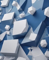 Layered abstract blue background with white geometric shapes, textured surfaces , luxury, modern