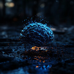 Abstract Glowing Brain, Exploring the Mind's Potential