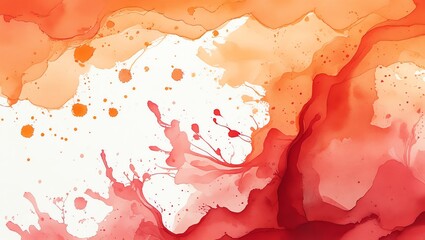 Abstract Red and Orange Ink Splashes: A Vivid Artistic Expression