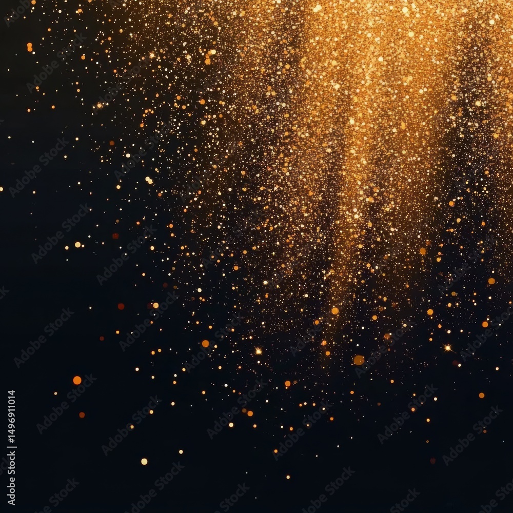 Aufkleber golden cascade: an opulent display of shimmering golden sparkles falling gracefully against a dark, 