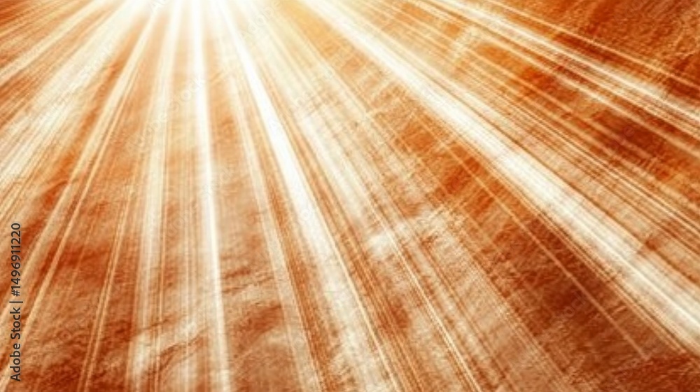 Poster Golden Radiance: Beams of Light Illuminating a Textured Surface, Abstract Composition