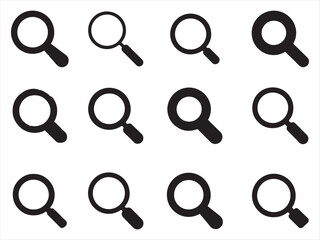search icon set vector on white background. magnifying glass symbol 