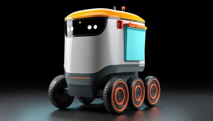 3D icon of a self-driving delivery robot designed for automated parcel delivery solutions.