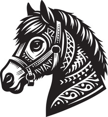 Black and White Berber Horse Vector Illustration – High-Quality Line Art Design