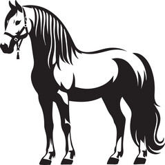 Black and White Berber Horse Vector Illustration – High-Quality Line Art Design