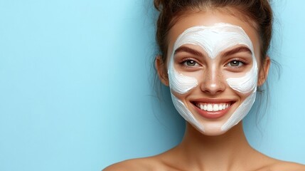 Smiling woman with facial mask