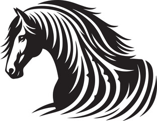 Black and White Berber Horse Vector Illustration – High-Quality Line Art Design