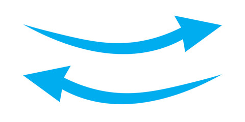 Set long blue curve arrow icon vector . blue curve arrow icon set. long arrow icon set. Set of curved arrows isolated on white background. Curved arrows, hand drawn curved arrows.