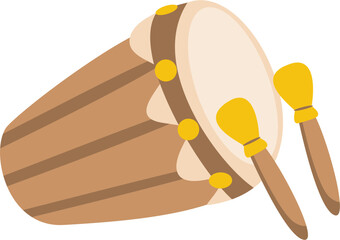 Flat Illustration Drum and Drumsticks Musical Instrument Icon