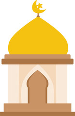 Flat Style Mosque Building Religious Icon Illustration Design for Eid Mubarak