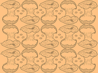 Obraz premium seamless pattern with apple bite. hand drawn outline on harvest season vibes background. high resolution for design with a whimsical and enchanting yellow theme