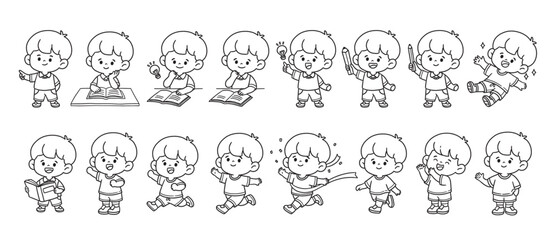 Cute Student Character Coloring line