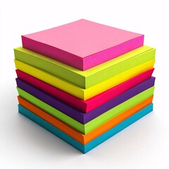 3D sticky note box in various bright colors, perfect for organizing notes in the office or at home.