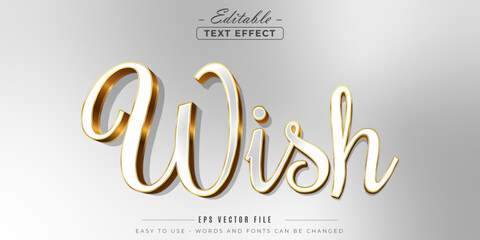 Wish silver and gold, editable text effect.
