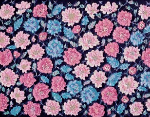 seamless pattern with flowers wallpapes blue pink purple