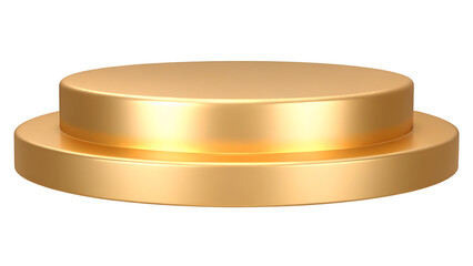 Golden two tiered round pedestal isolated on a white background