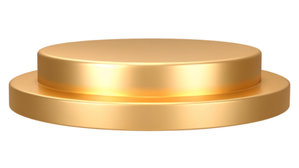 Golden two tiered round pedestal isolated on a white background