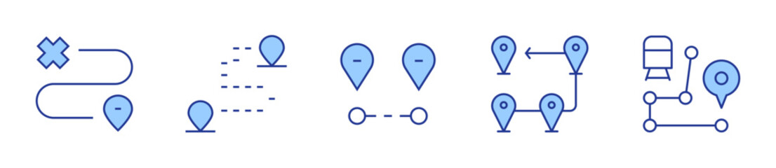location, route, destination. Destination Icon vector illustration. Line Duotone style. Editable stroke