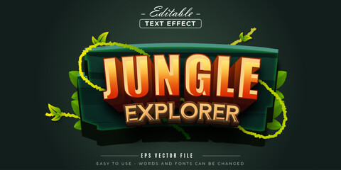 Gold jungle explorer text, editable text effect.