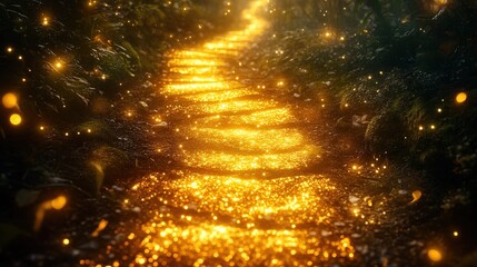 Naklejka premium A golden pathway leading to a bright future, symbolizing financial success