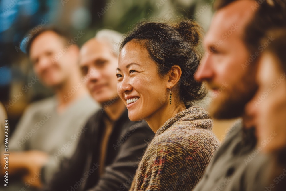 Poster Diverse Group Attending Meeting, Representing Teamwork and Collaboration in a Modern Workplace With a Focus on Inclusion and Community Engagement : Generative AI