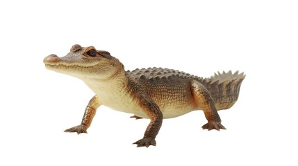 Obraz premium [Transparent Background PNG]Young Crocodile Close-up on White Background