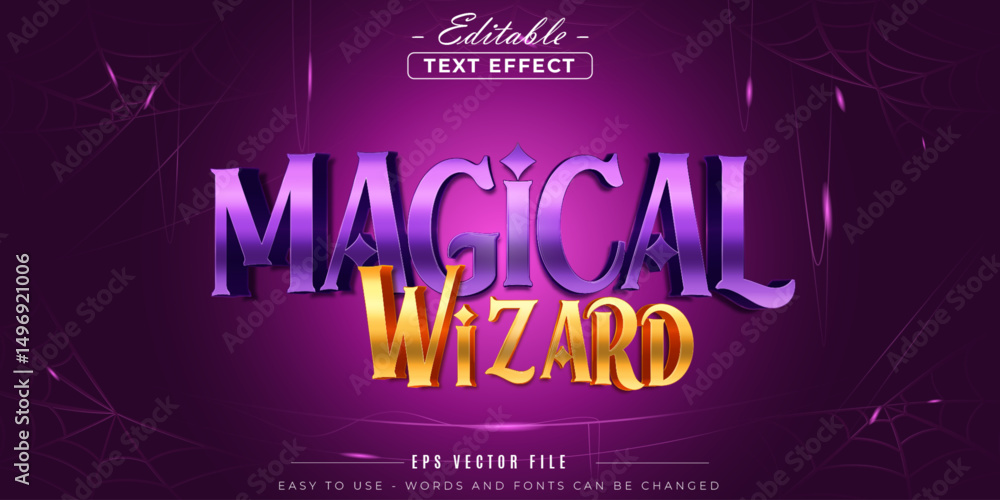 Poster magical wizard text style, editable text effect.