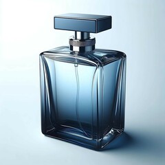 beautifully refined perfume bottle with sleek navy and light blue shades, plus an even more captivating cap
