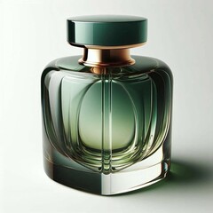 refined perfume bottle with stylish dark and light green shades and a more striking cap