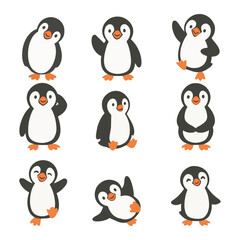 Cartoon Penguin Doodle Clipart Collection