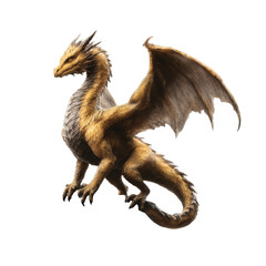 Fototapeta premium [Transparent Background PNG]Majestic Golden Dragon Illustration