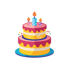 Birthday Cake Vector Illustration on White Background