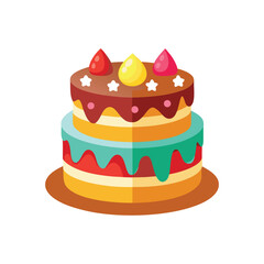 Birthday Cake Vector Illustration on White Background