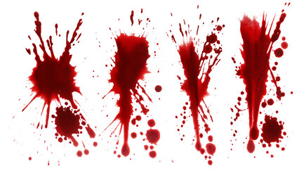 Realistic blood splatter collection isolated on a white background png ai generated