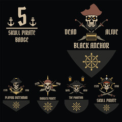 Skull Pirate Badge Logo Set