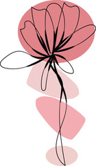 Abstract Pink Flower Line Art Minimalist Botanical Illustration