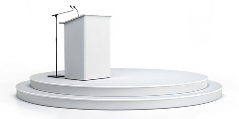 white podium for exhibit