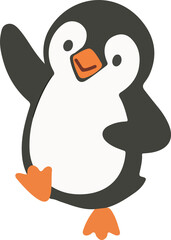Adorable Penguin Cartoon Vector Art flat