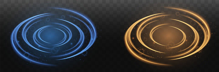 Collection of bright neon rings. Glowing circle. Glow effect. Vector.EPS 10. On a transparent background.
