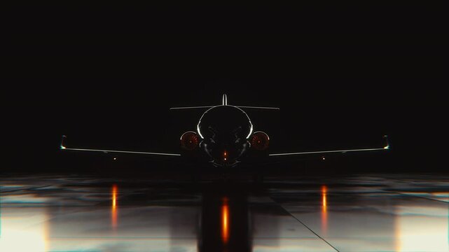 3D render of a luxury luxury private jet with cinematic lighting and glowing engines. Ideal for business aviation, premium travel, or tech promos.