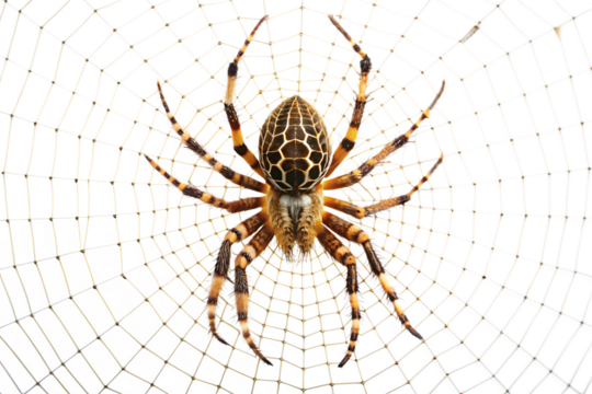 Spider on web isolated on a white background png ai generated