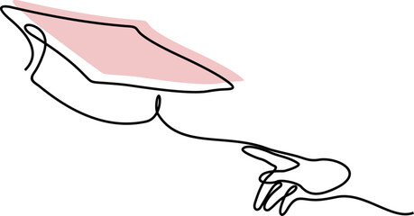 Hand Trowing Graduation Cap Line Art