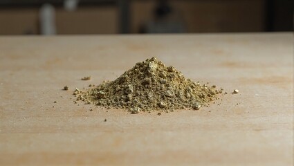 Glimmering arsenic pile on wood