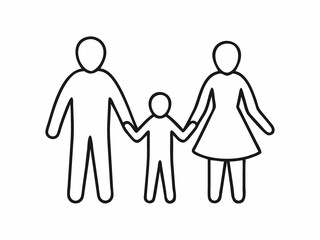 Simple Line Art Illustration of a Family Holding Hands