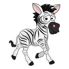 Cartoon Illustration of a Playful Zebra