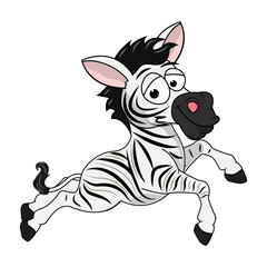 Cartoon Illustration of a Playful Zebra